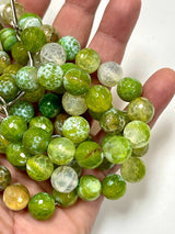 Lime Moss Agate Gemstone Faceted Round Beads Strands 12mm