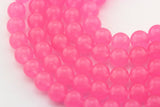 Dark Pink Dyed Jade Smooth Round Beads 6mm 15.5" Strand