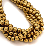 Gold Hematite Smooth Round Beads  15.5" Strand