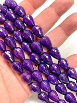 Purple Sugilite Agate Gemstone Faceted Teardrop Beads Strand