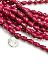 Ruby Jade Gemstone Faceted Drops Beads Strand
