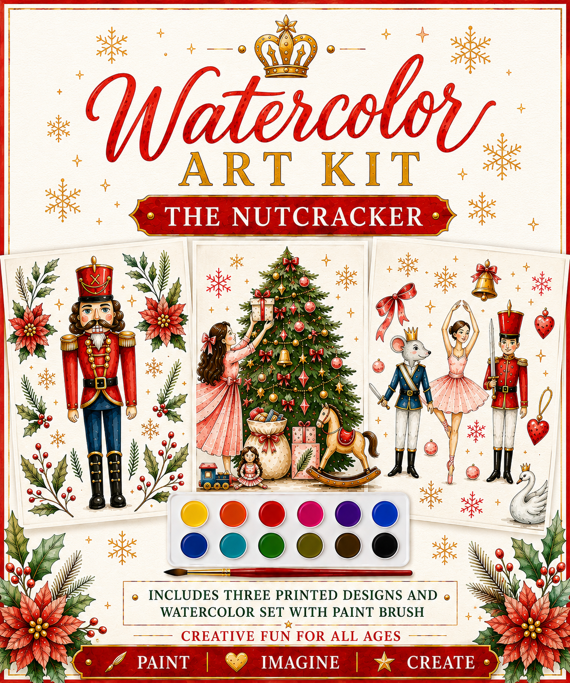 Watercolor Art Kit: Nutcracker Theme Designs