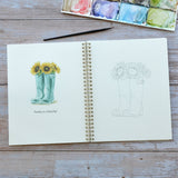 Watercolor workbook, Sunflower Watercoloring book