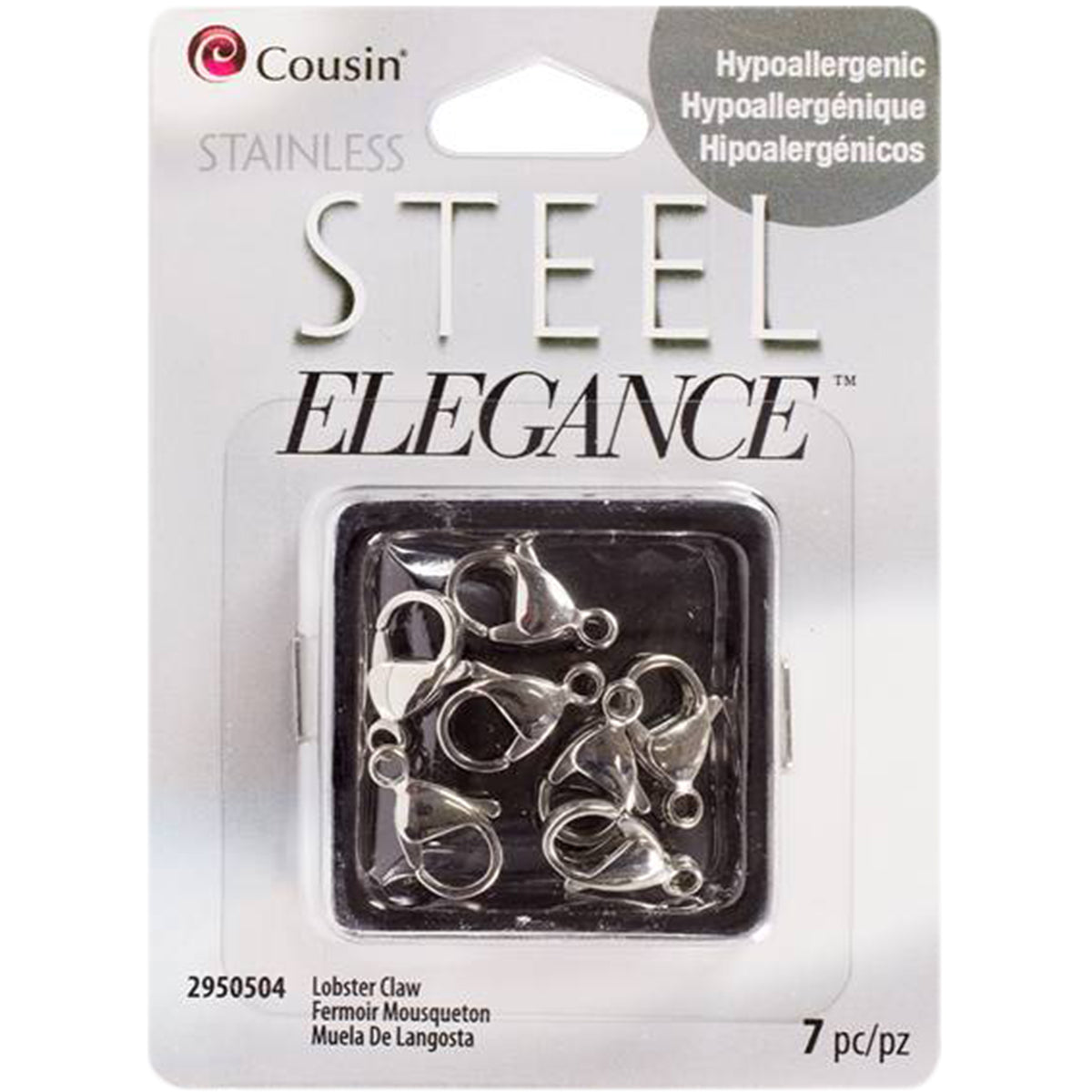 CousinDIY Stainless Steel Elegance Beads & Findings-Lobster Claw Clasps 7/Pkg