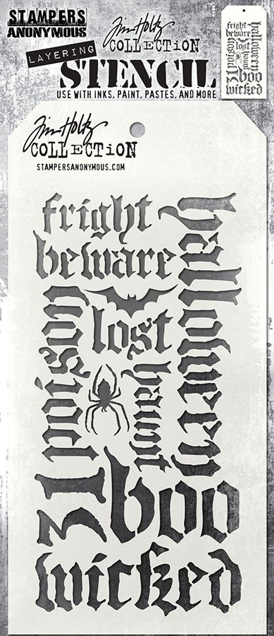 Tim Holtz Layered Stencil 4.125"X8.5"-Halloween Script