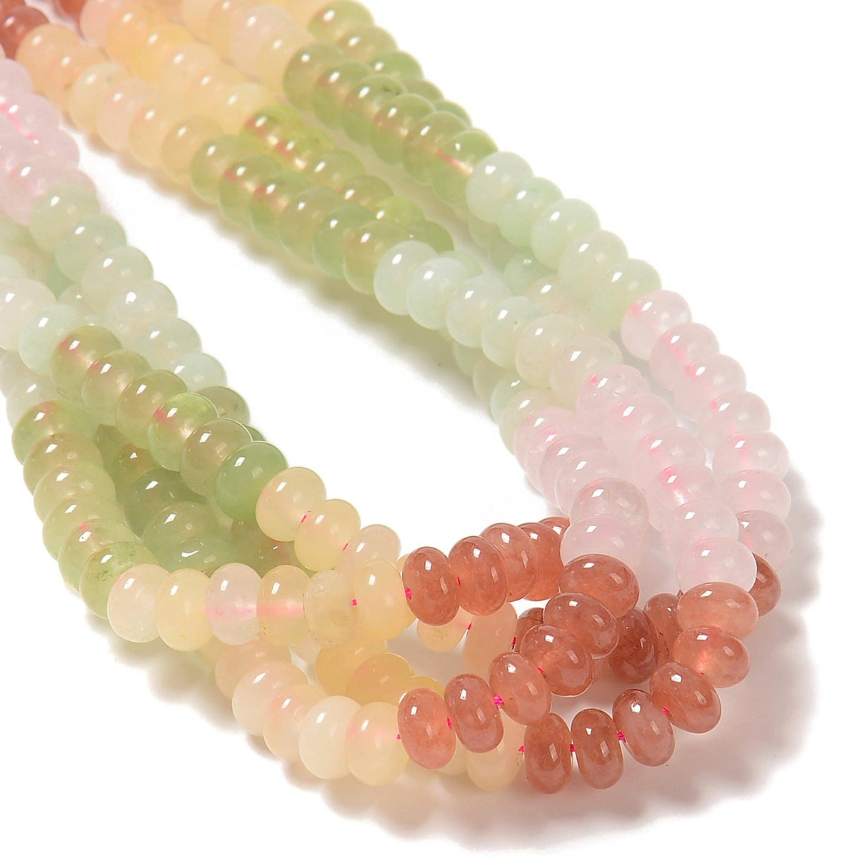 07-Multi-color Dyed Jade Smooth Rondelle Beads Size 5x8mm 15.3'' Strand