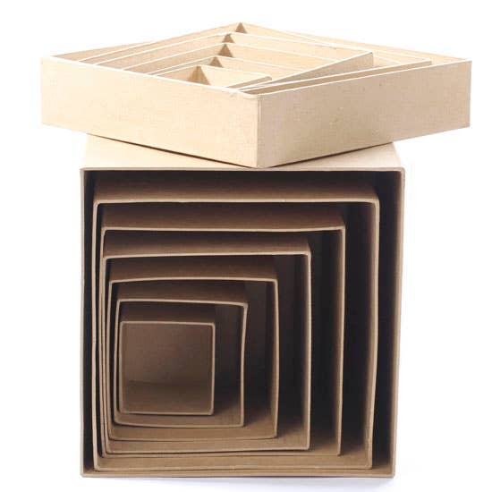 Square Cube Paper Mache Box Size 1