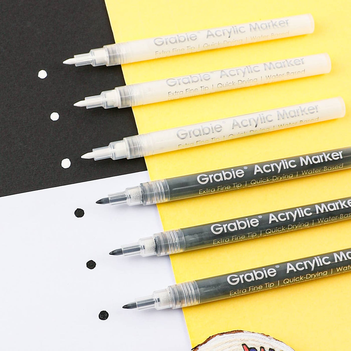 Black & White Extra Fine Tip Acrylic Paint Marker Set Of 6