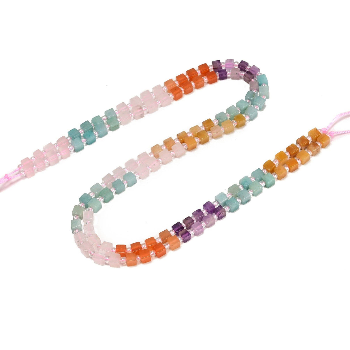 01 Multi-color Gemstone Smooth Cube Shape Beads Size 4mm 15" Strand
