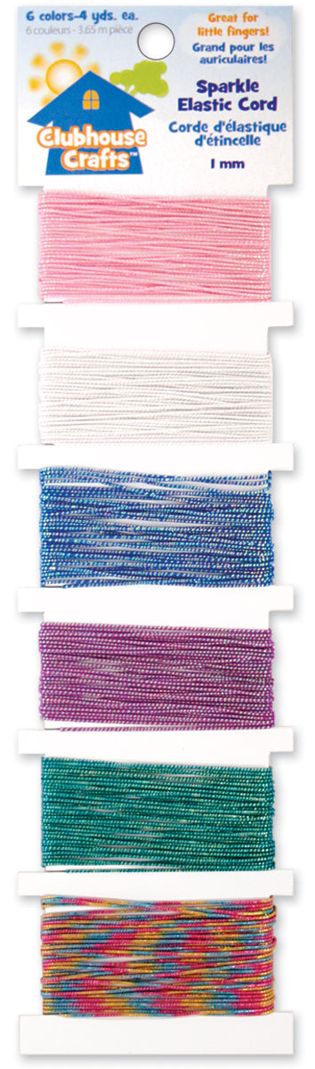 Sulyn Clubhouse Crafts Elastic Cord-Sparkle - 4yd Each Of 6 Colors