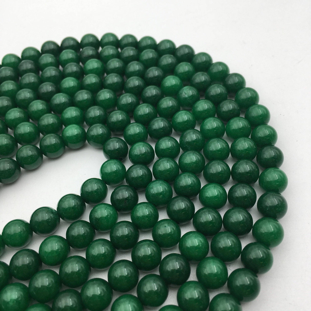 Solid Green Dyed Jade Smooth Round Beads 8mm  15.5" Strand