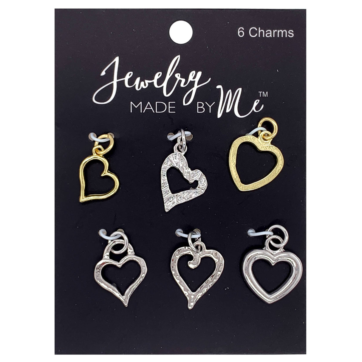 Classic Heart Charms Gold/Silver 6pc