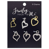 Classic Heart Charms Gold/Silver 6pc
