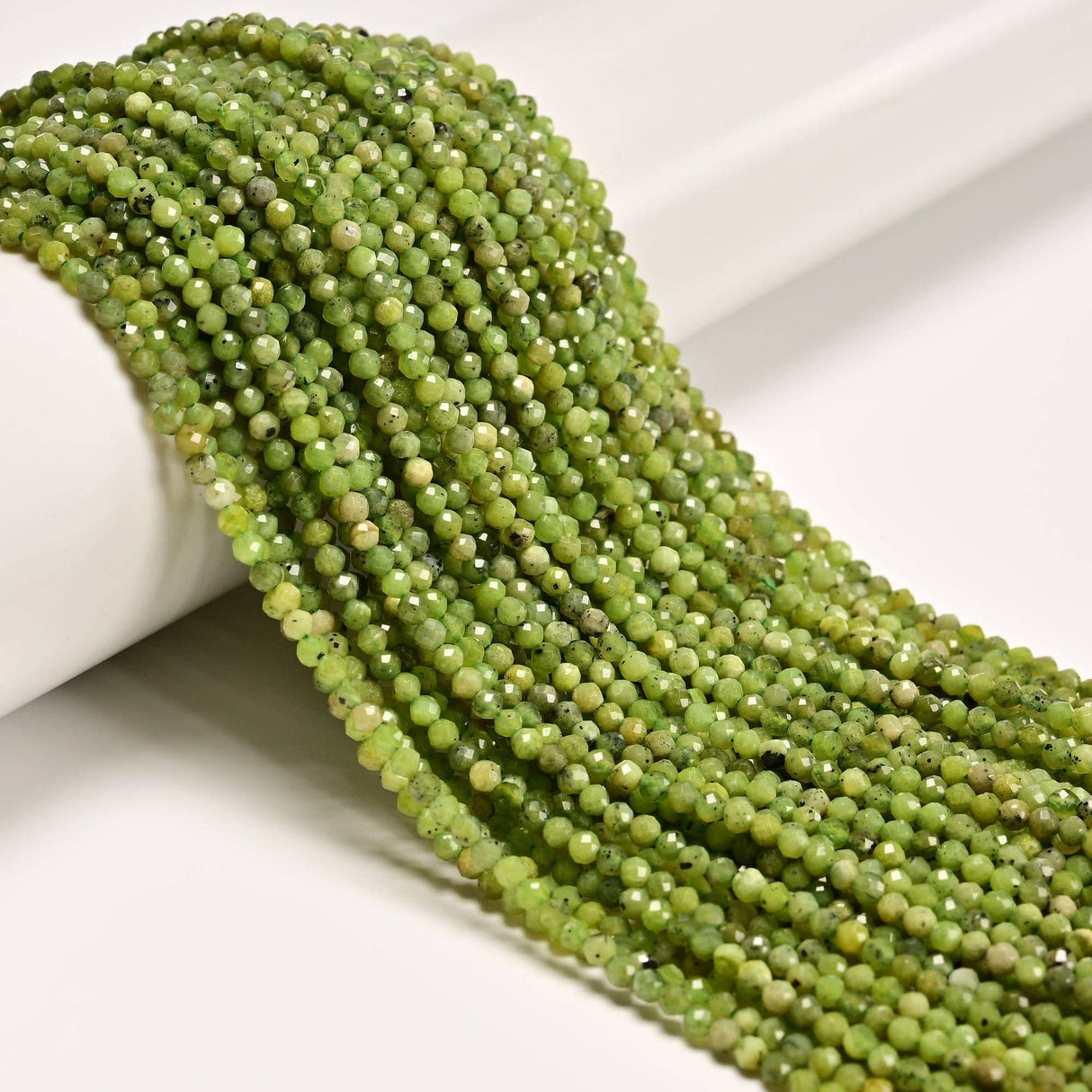 Natural Canadian Nephrite Jade Faceted Round Beads Size 3mm 15.5'' Strand