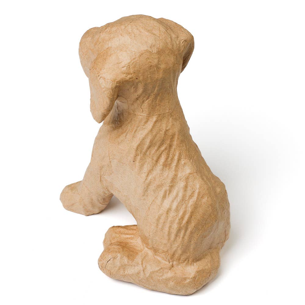 Premade Unfinished Paper Mache Puppy Dog Figurine