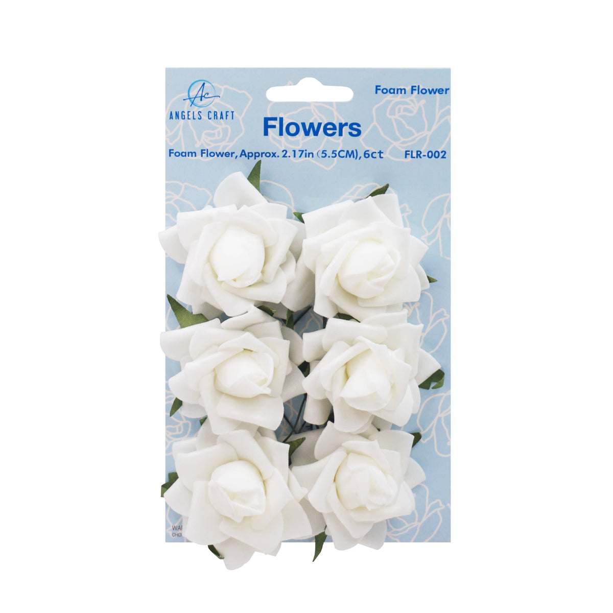 Foam Flowers (Roses) with wire, 2.17" 6-ct