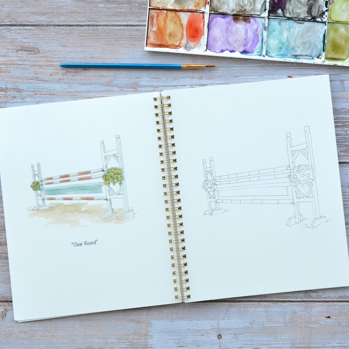 Watercolor workbook, Horse show Watercoloring book
