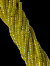 Iridescent Aura Crystal Beads Yellow 6x4mm Heishi Disc