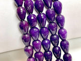 Purple Sugilite Agate Gemstone Faceted Teardrop Beads Strand