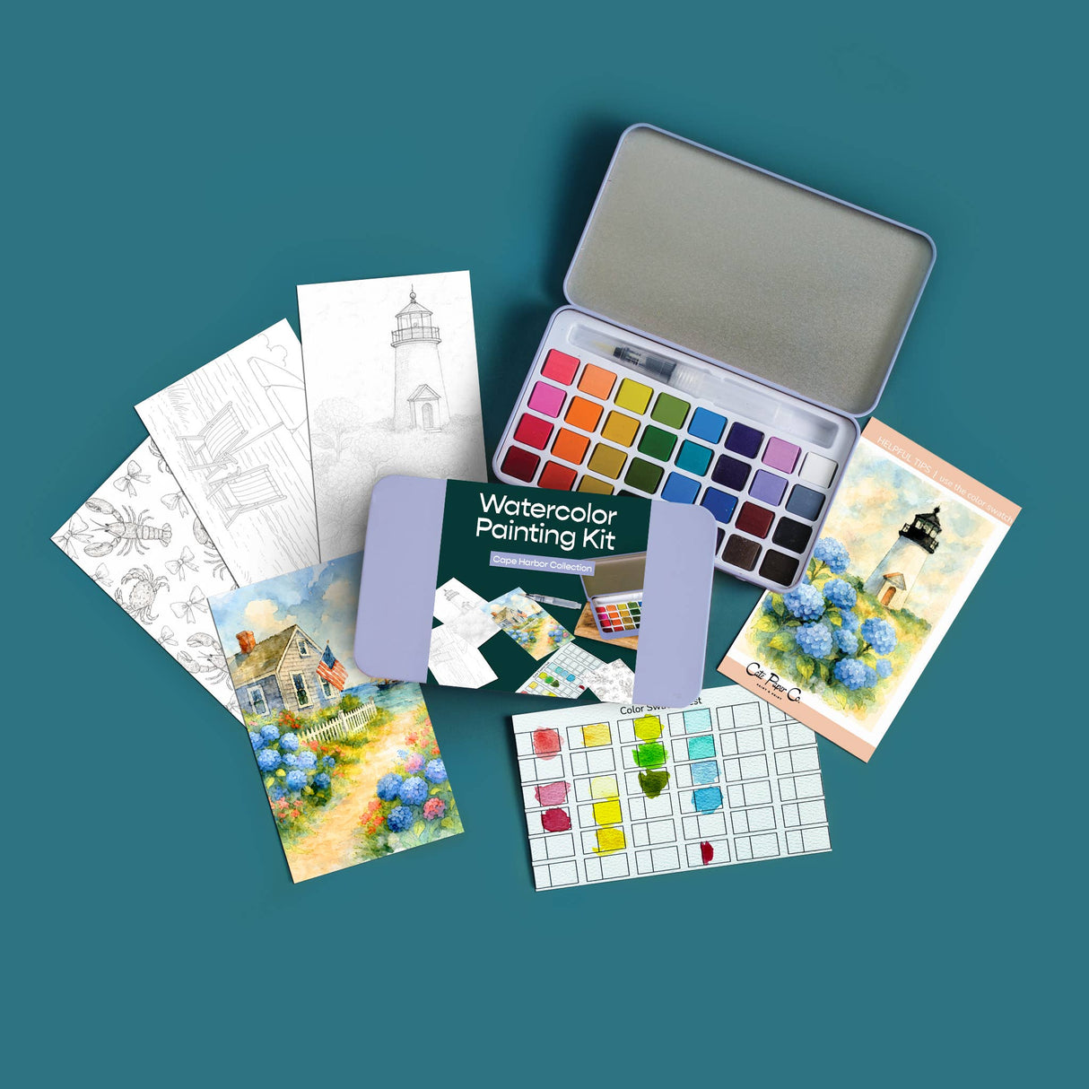 Cape Harbor watercolor painting kit
