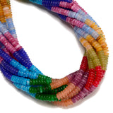 02-Multi-color Gemstone Smooth Rondelle Beads Size 2x6mm 15'' Strand