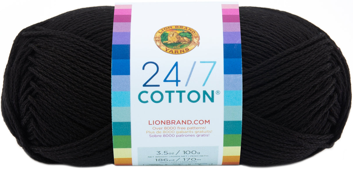 Lion Brand 24/7 Cotton Yarn-Black