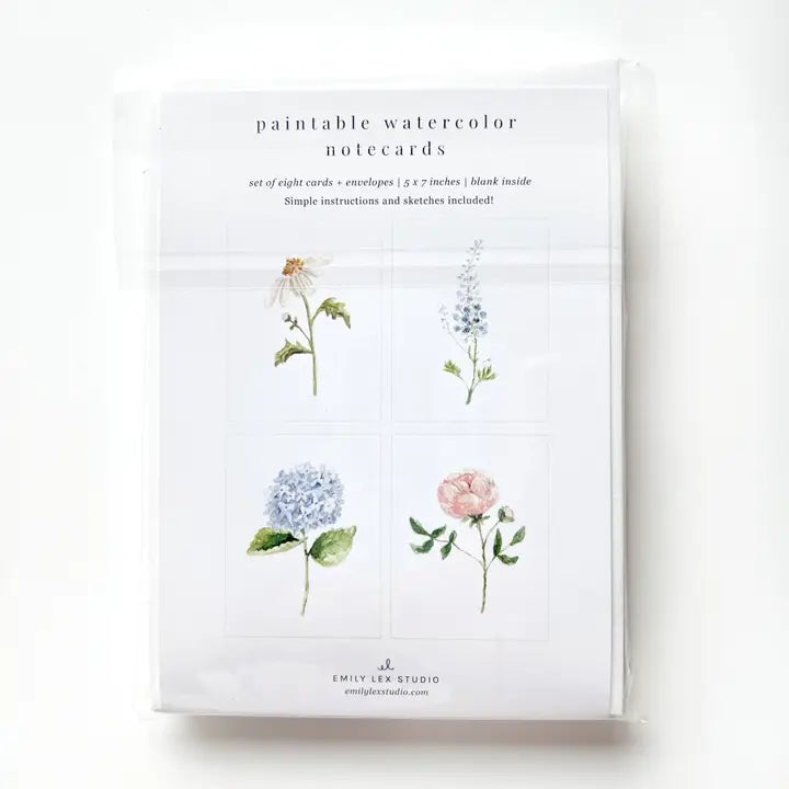 Garden Flowers Emily Lex Paintable Watercolor Notecards