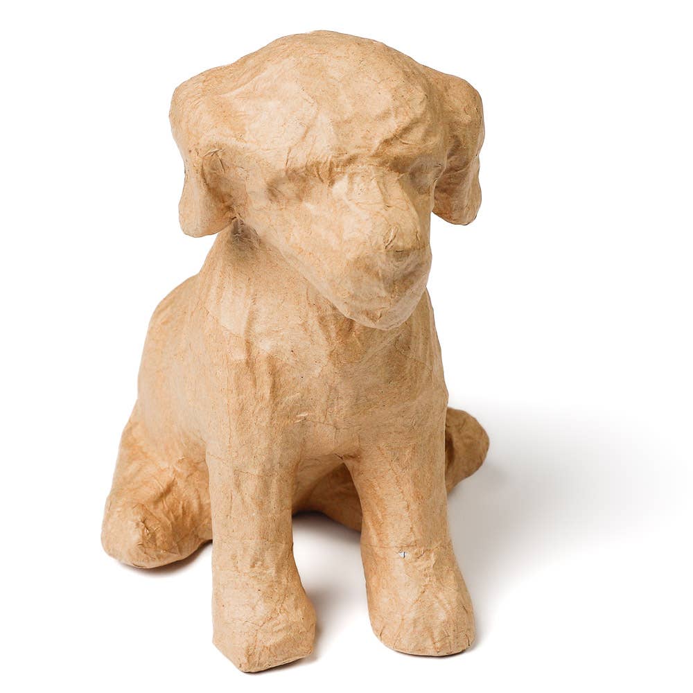Premade Unfinished Paper Mache Puppy Dog Figurine