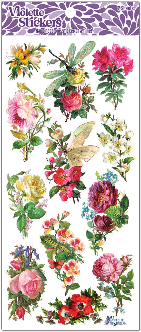 Violette Stickers Dragonfly Roses Spring Stickers