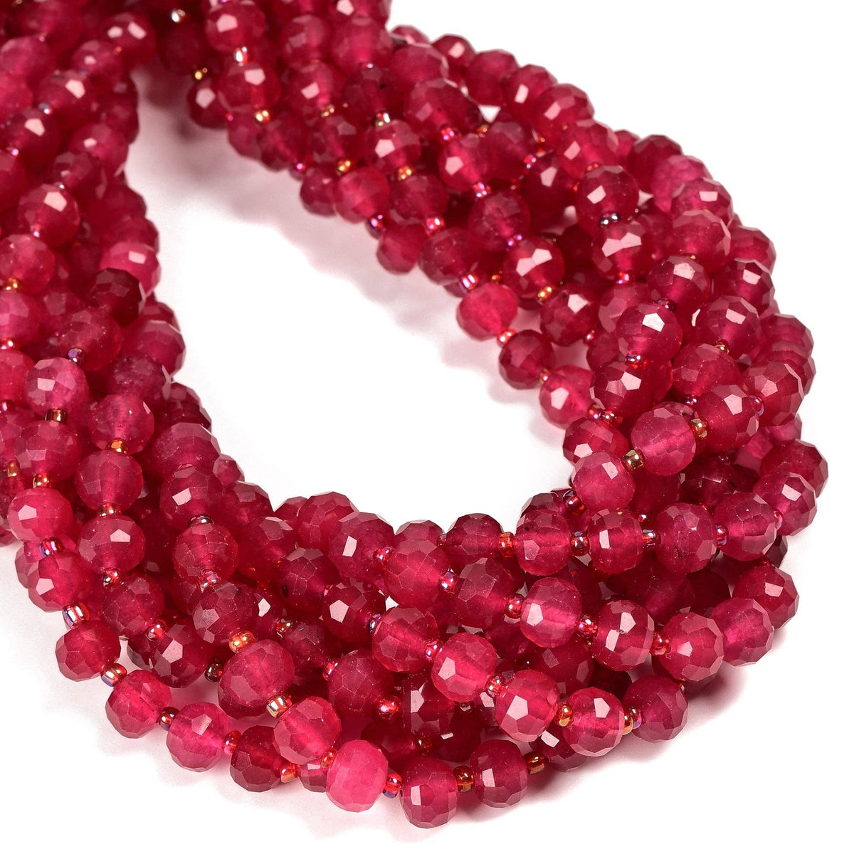 Fuchsia Color Dyed Jade Faceted Rondelle Beads Size 6x8mm 15.5'' Strand