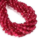 Fuchsia Color Dyed Jade Faceted Rondelle Beads Size 6x8mm 15.5'' Strand