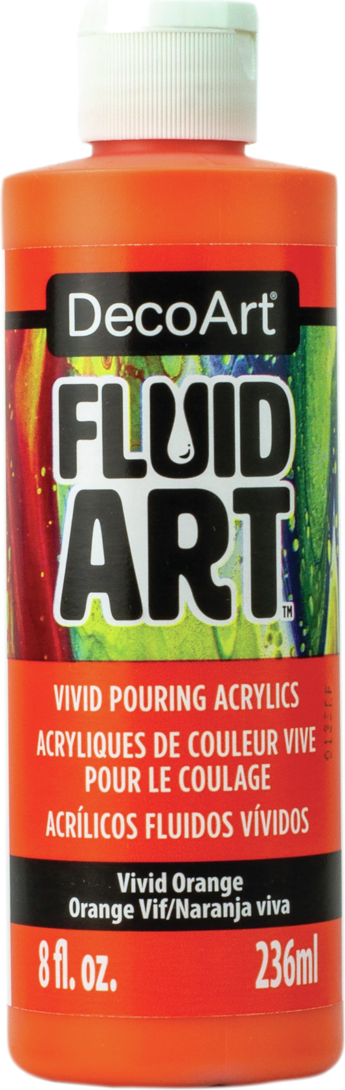 DecoArt FluidArt Ready-To-Pour Acrylic Paint 8oz-Vivid Orange