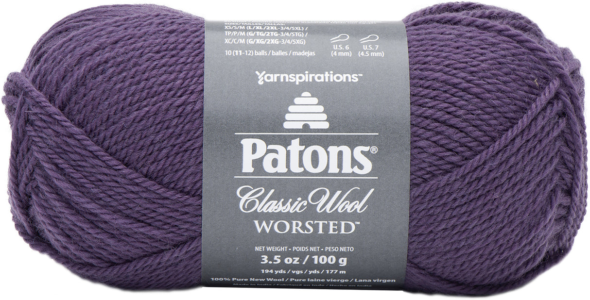 Patons Classic Wool Yarn-Gray Plum