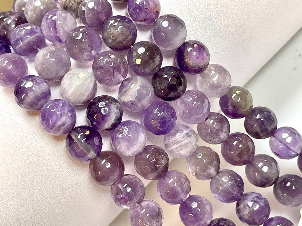 10mm Amethyst  Gemstone Faceted Round Beads Strand  10mm