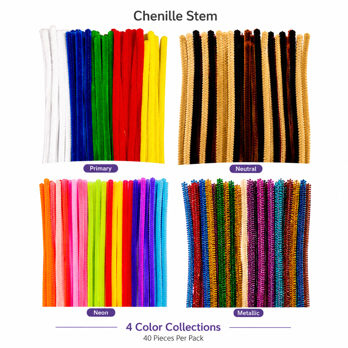 Chenille Stems Color Collection, 25ct (4 Color Collections)