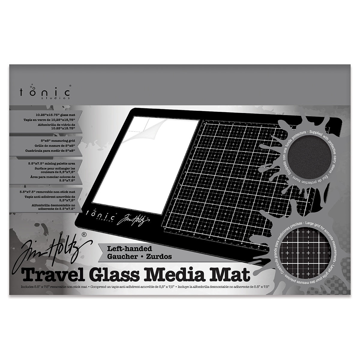Tim Holtz Travel Glass Media Mat 10.25"X15.5"-Left-Handed