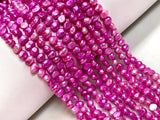 Hot Pink Color Pearl Gemstone Beads Strand For Jewelry
