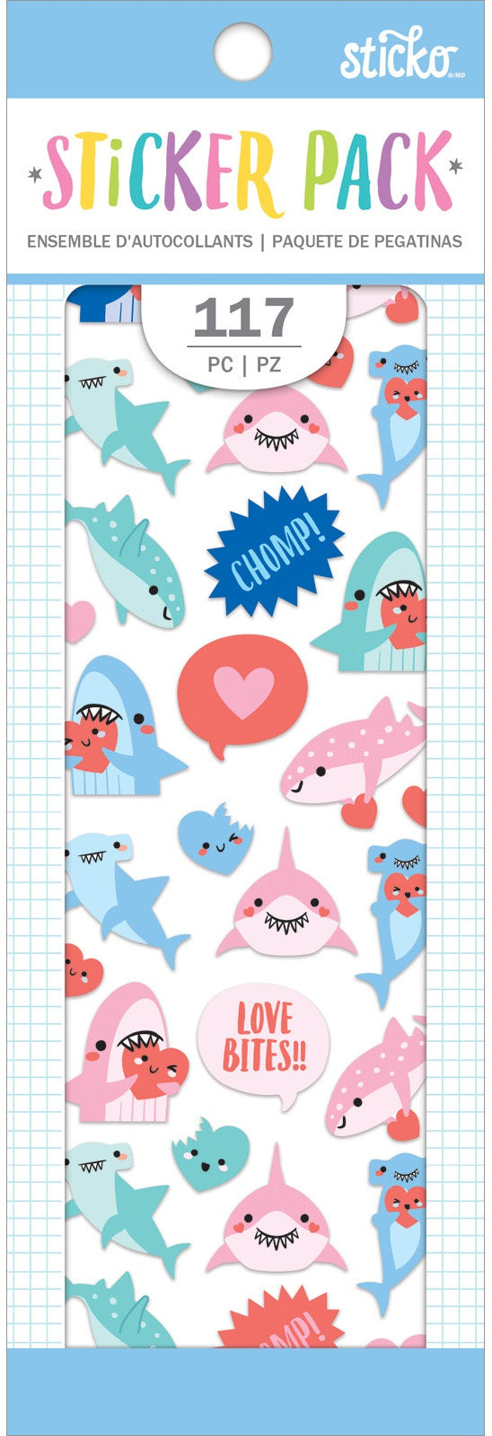 Sticko Sticker Pack-Shark, 117/Pkg