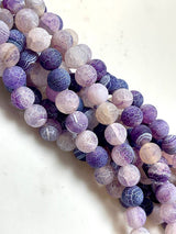 10mm Lavender Frosted Agate Gemstone Beads Strands