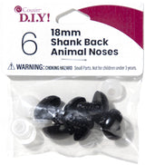 CousinDIY Shank Back Animal Noses 18mm 6/Pkg-Black