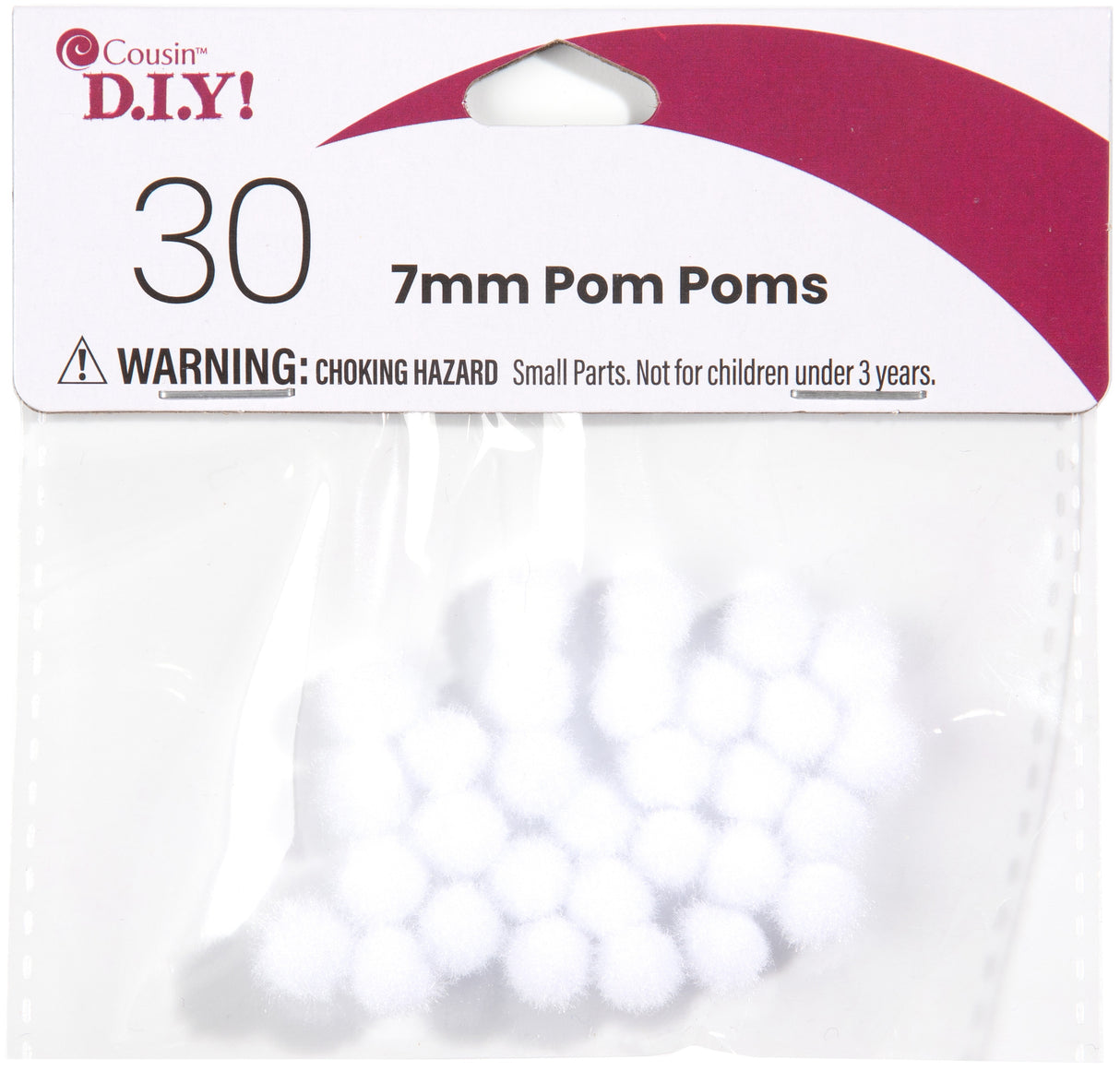 CousinDIY Pom-Poms 7mm 30/Pkg-White