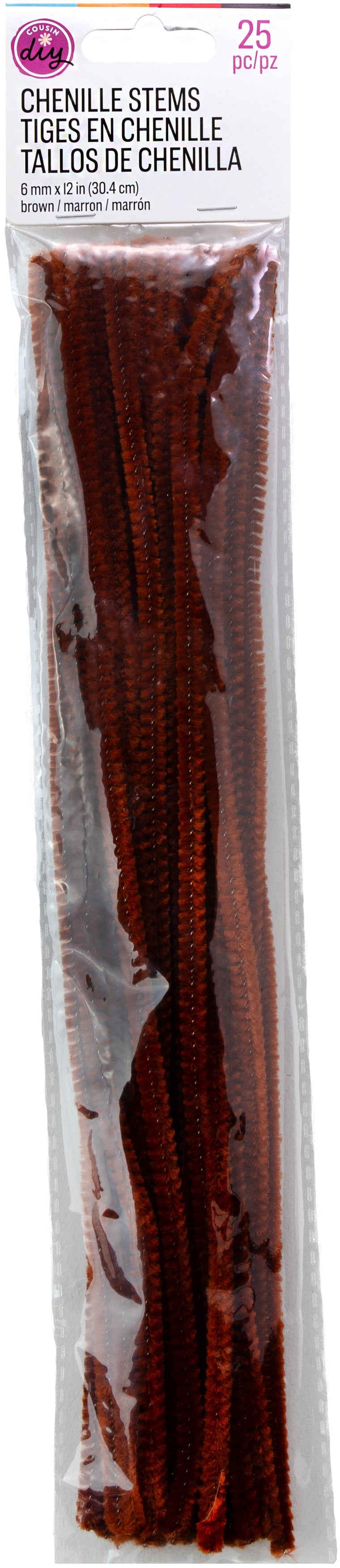 CousinDIY Chenille Stems 6mmx12" 25/Pkg-Brown