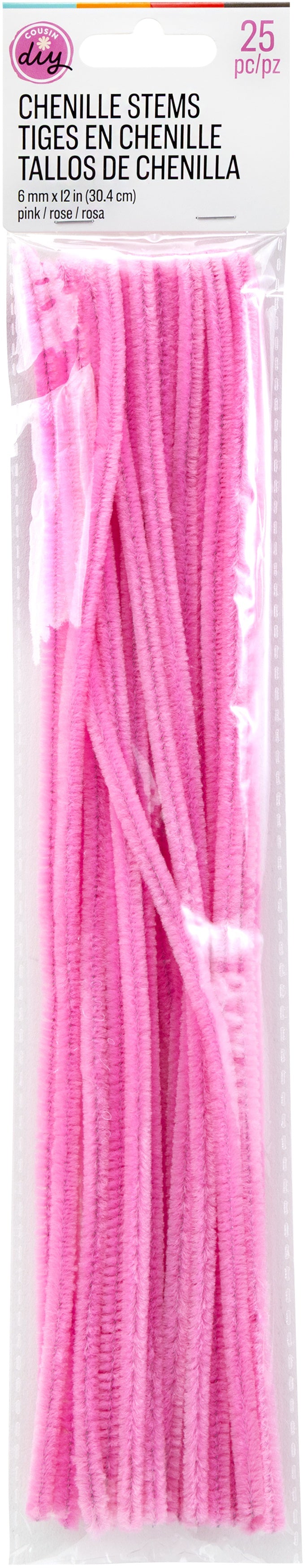 CousinDIY Chenille Stems 6mmx12" 25/Pkg-Pink