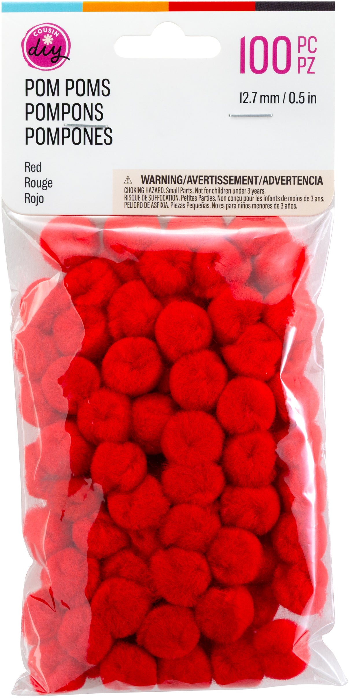 CousinDIY Pom-Poms .5" 100/Pkg-Red