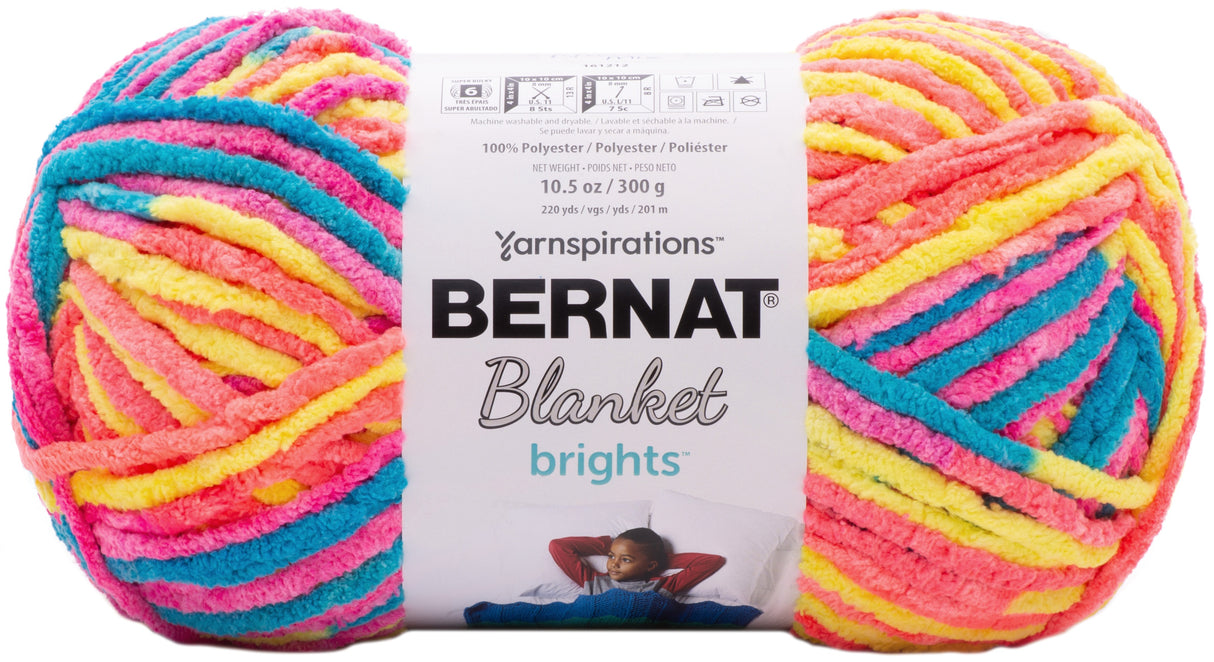 Bernat Blanket Brights Big Ball Yarn-Neon Mix