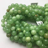 Green Flower Jade Smooth Round Beads 8mm 15.5" Strand