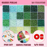Bead Box - Glass Seed Beads 8/0 apx. 300g, Green Fields