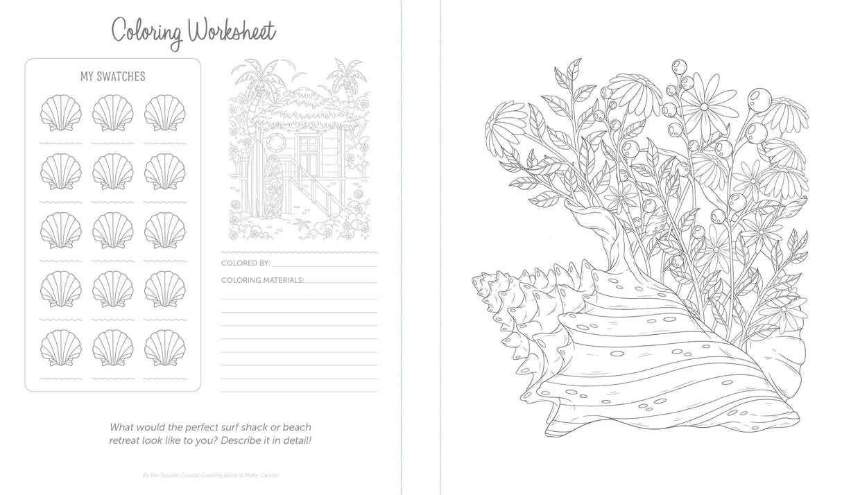 By the Seaside Coastal Coloring Book: 60 Patterns