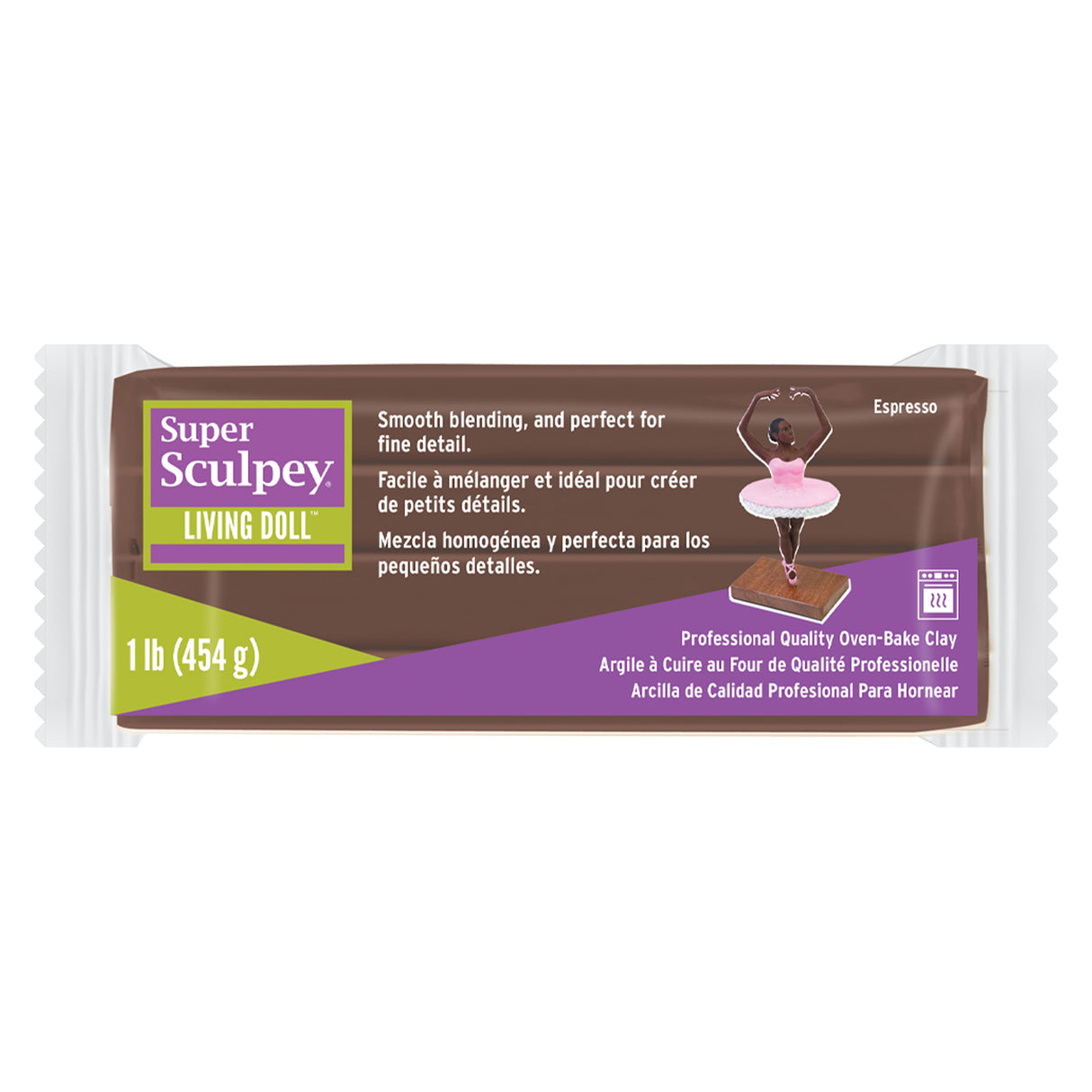 Super Sculpey Living Doll 1lb Clay-Espresso