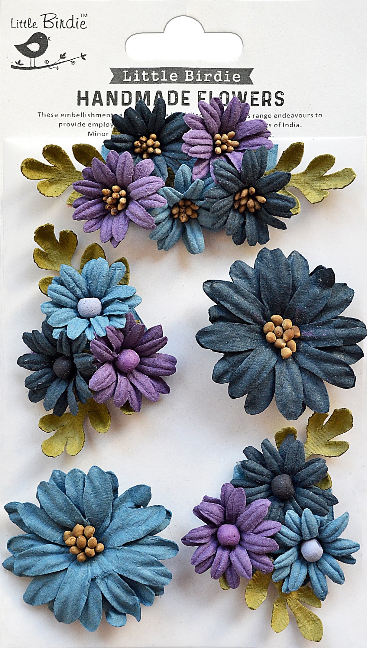 Little Birdie Fairy Garden Paper Flowers 5/Pkg-Purple Passion